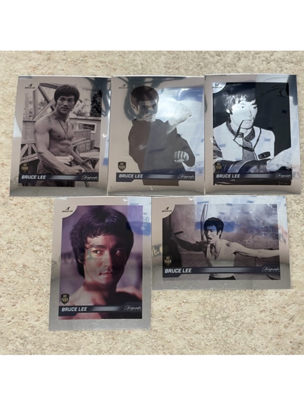 Bruce Lee Dragon 2024 Silver Chrome Refractor MMA Movie Cards Worth $50